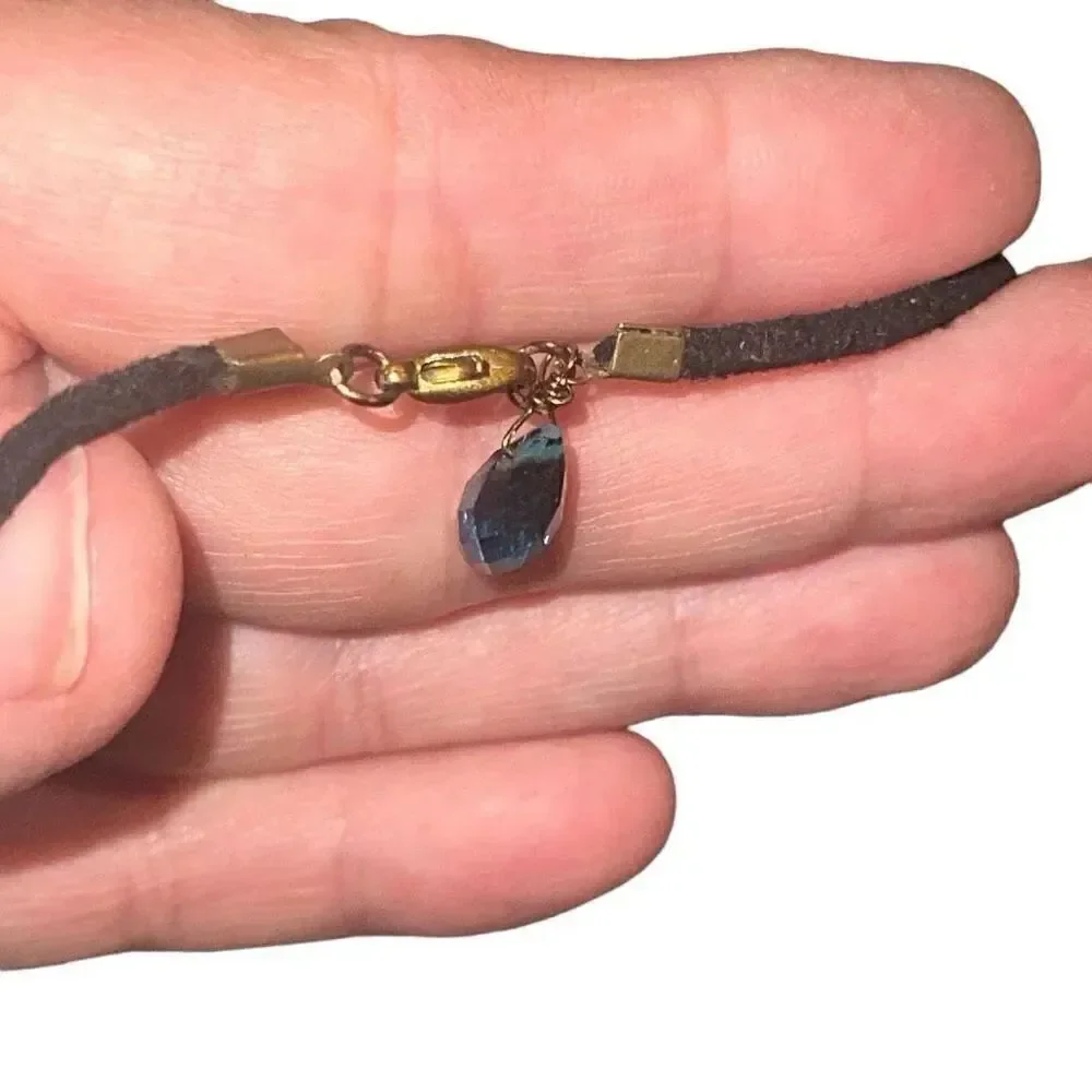 Handcrafted leather cord necklace with quartz Gem stone